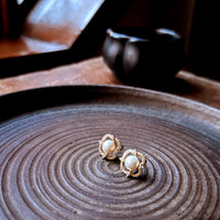 Zircon Freshwater Pearl Stud Earrings