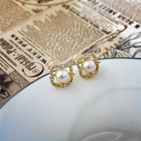 Zircon Freshwater Pearl Stud Earrings