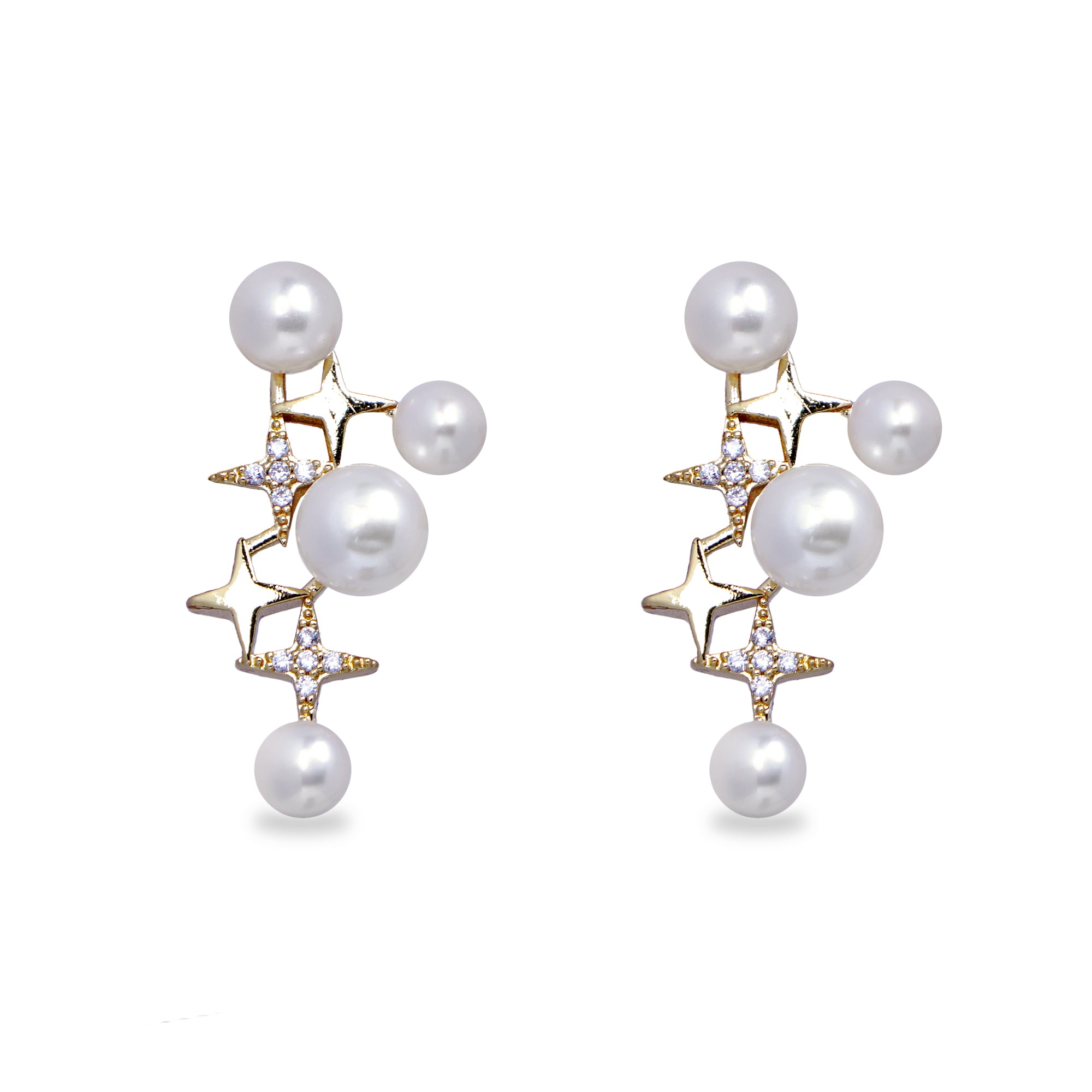 Gold Diamante Star Cluster Stud Earrings