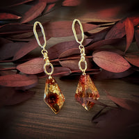 Rhombus Drop Earrings with Dried Flowers (RD)