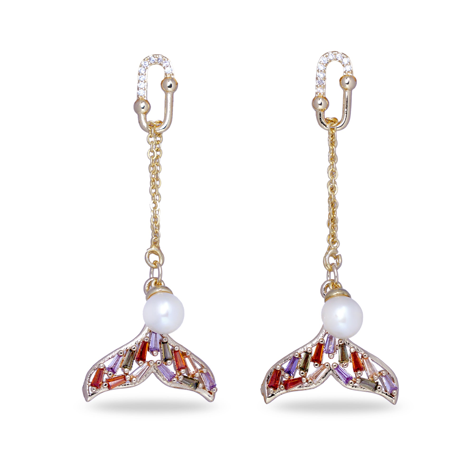 Rainbow Mermaid Tail Duster Earrings