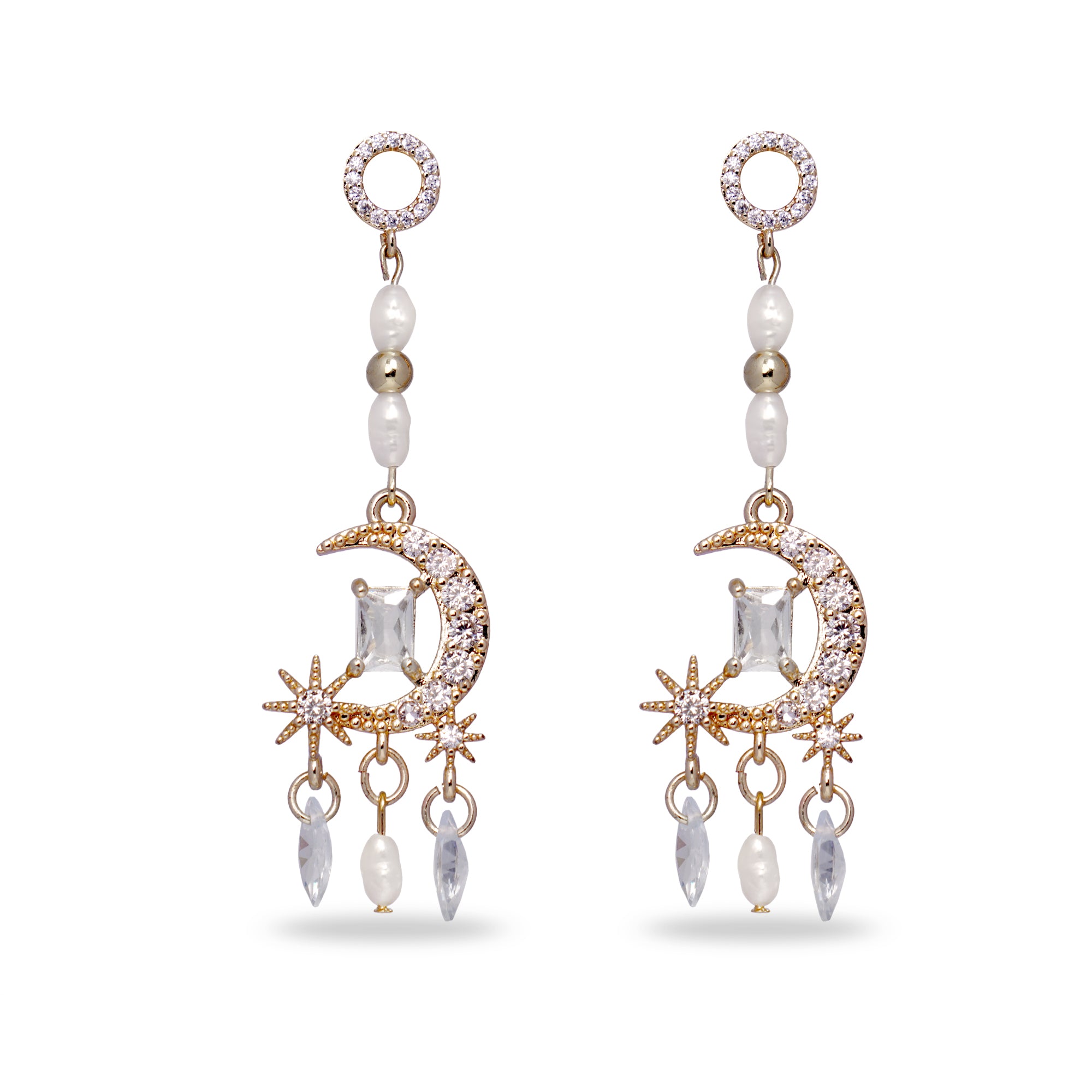 Whisper Star & Moon Chandelier Earrings