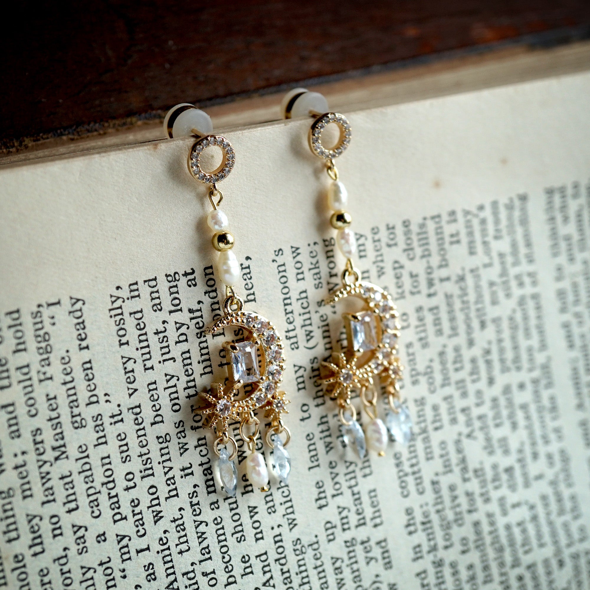 Whisper Star & Moon Chandelier Earrings
