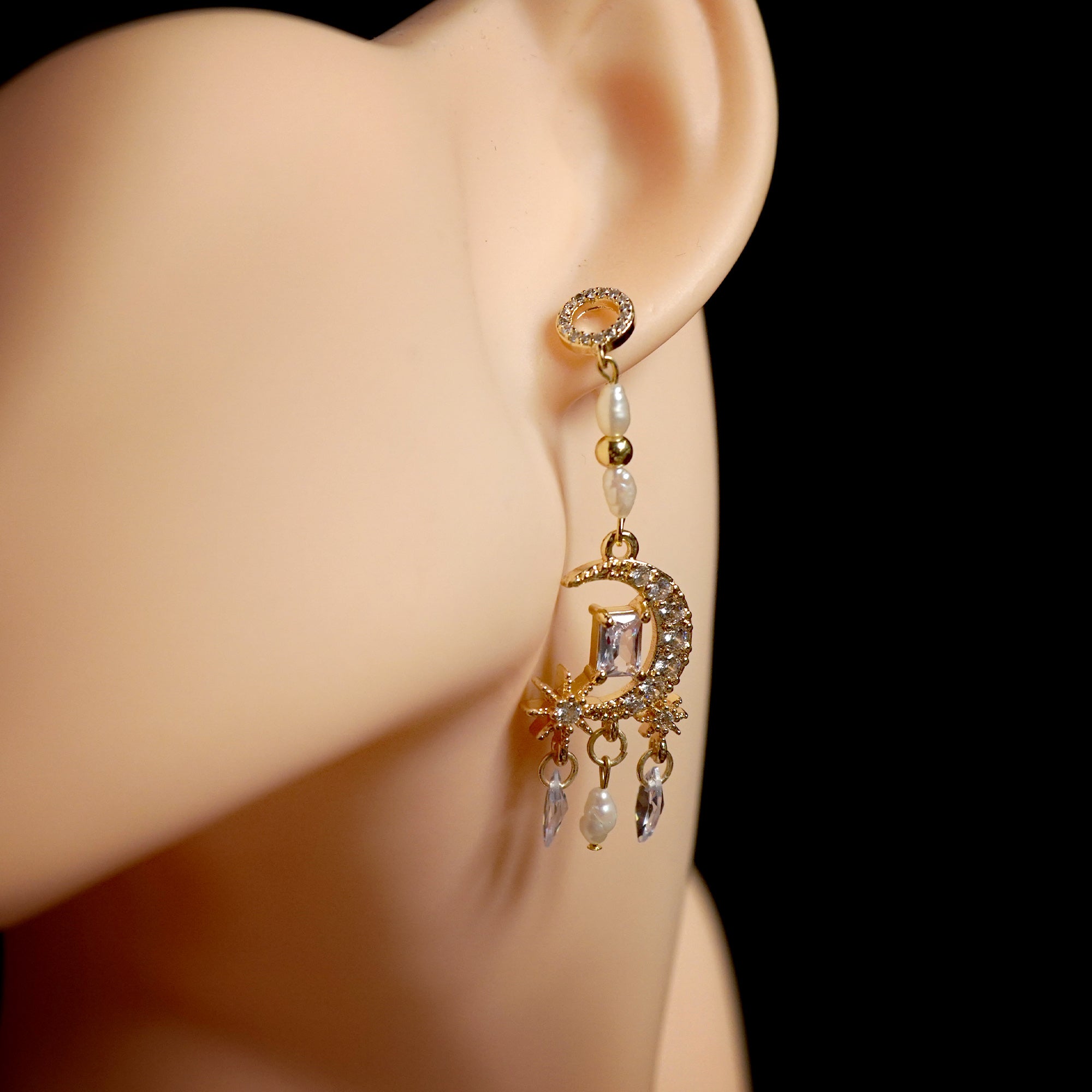 Whisper Star & Moon Chandelier Earrings