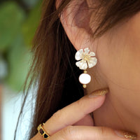 White Blossom and Baroque Pearl Drop Earrings