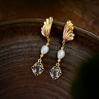 Angel Wing Pearl Drop Earrings(GY)