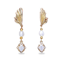 Angel Wing Pearl Drop Earrings(WT)