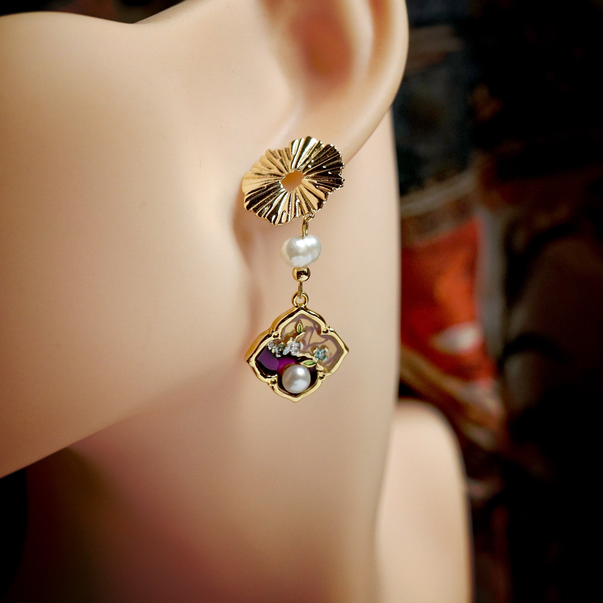 Water Lily Pond Drop Earrings
