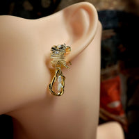 Geometric Texture With Pearl Drop Earrings