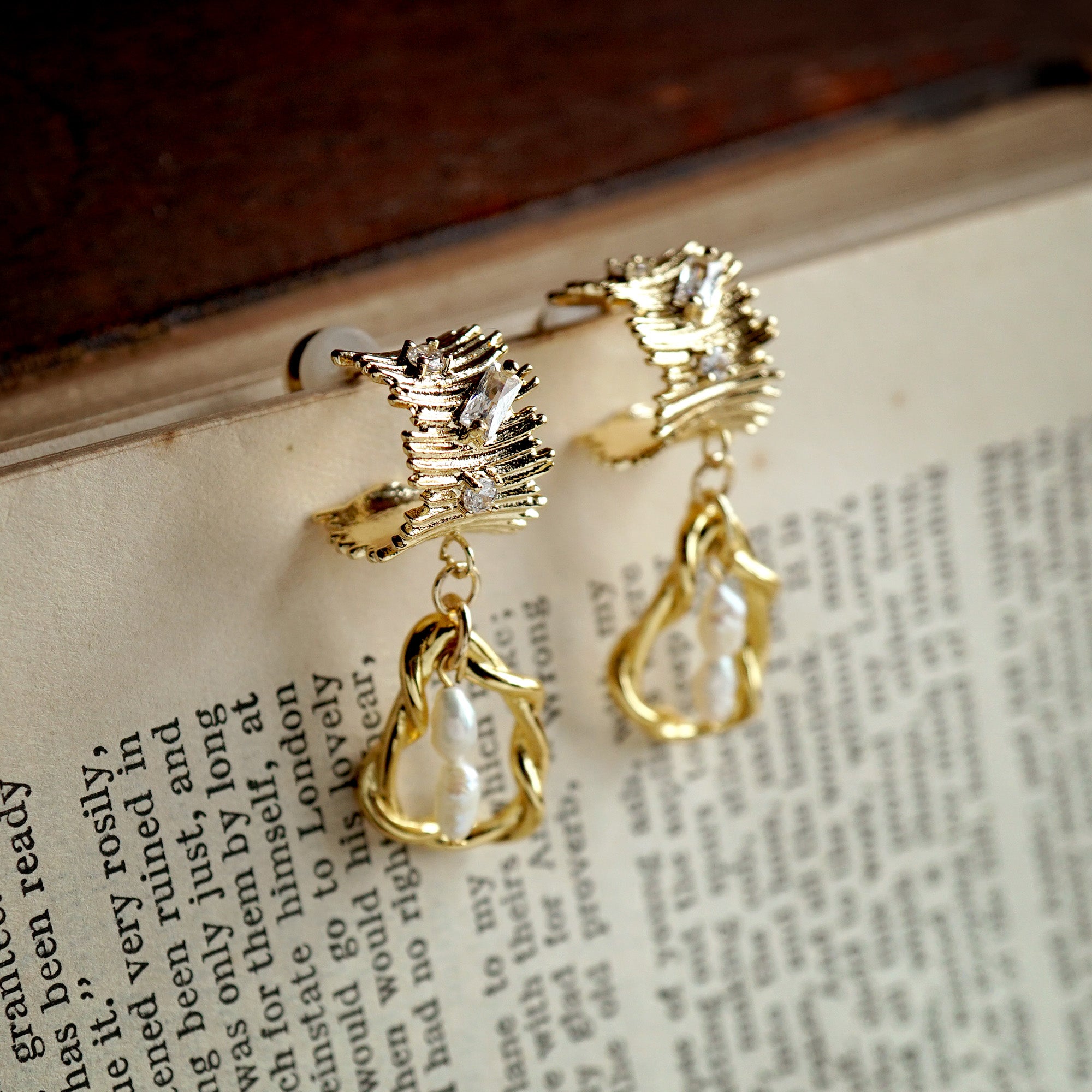 Geometric Texture With Pearl Drop Earrings