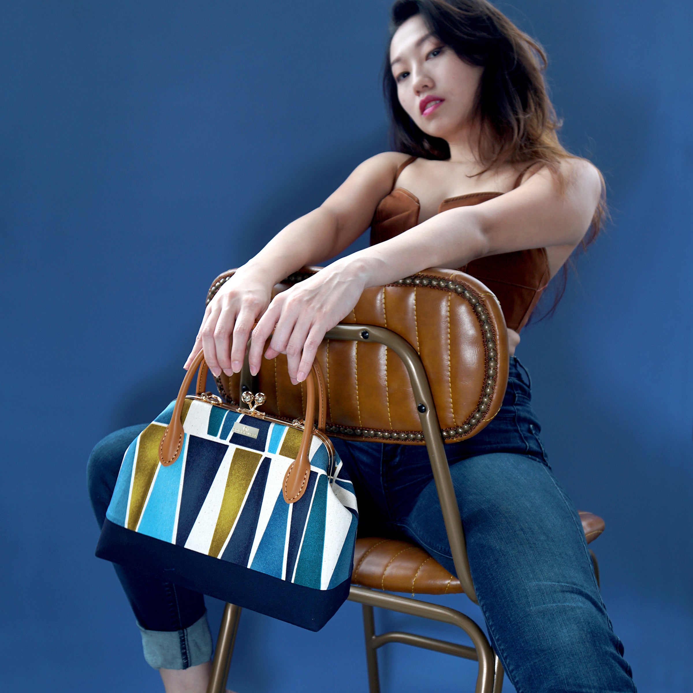 Leather Top-Handle Bag - Blocks