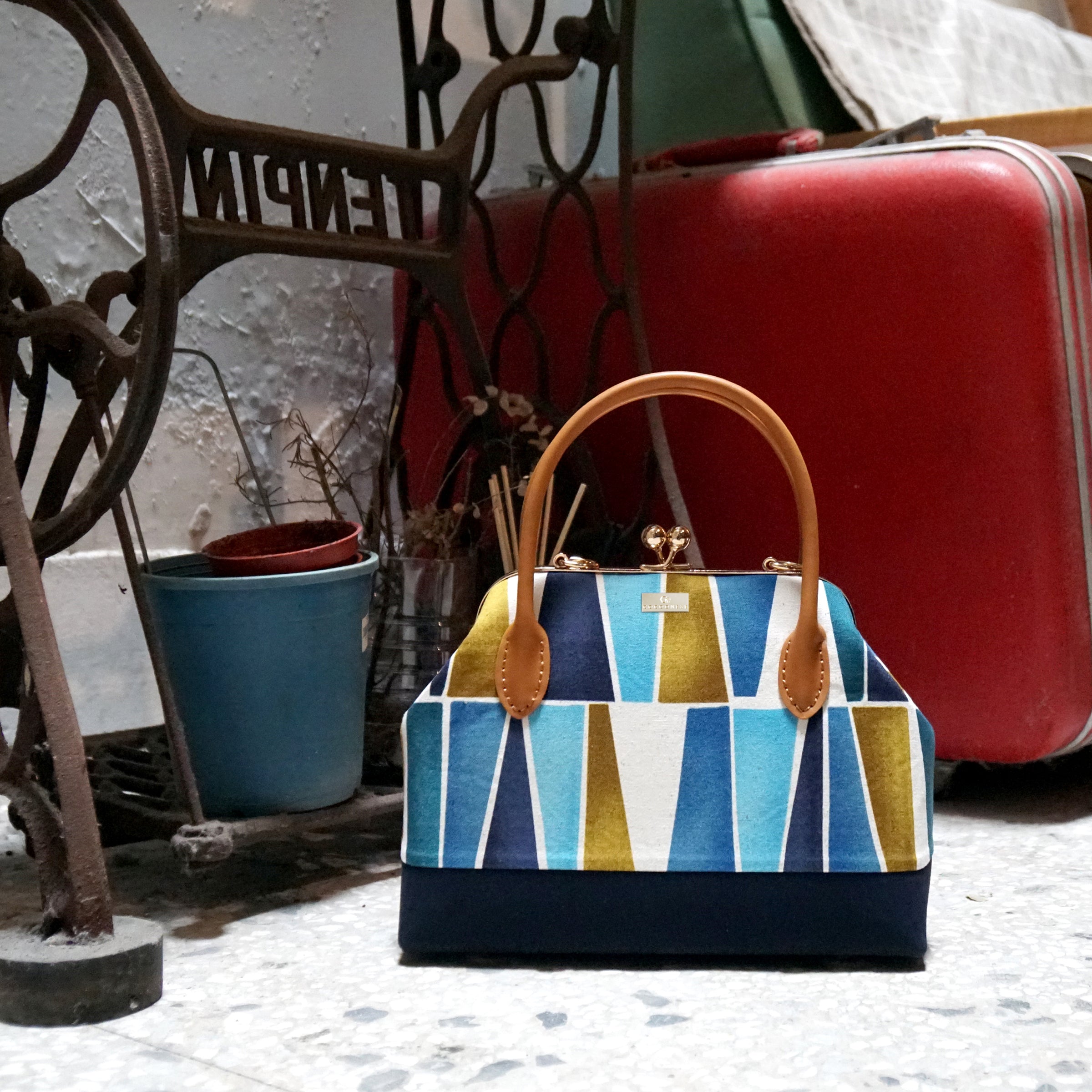 Leather Top-Handle Bag - Blocks