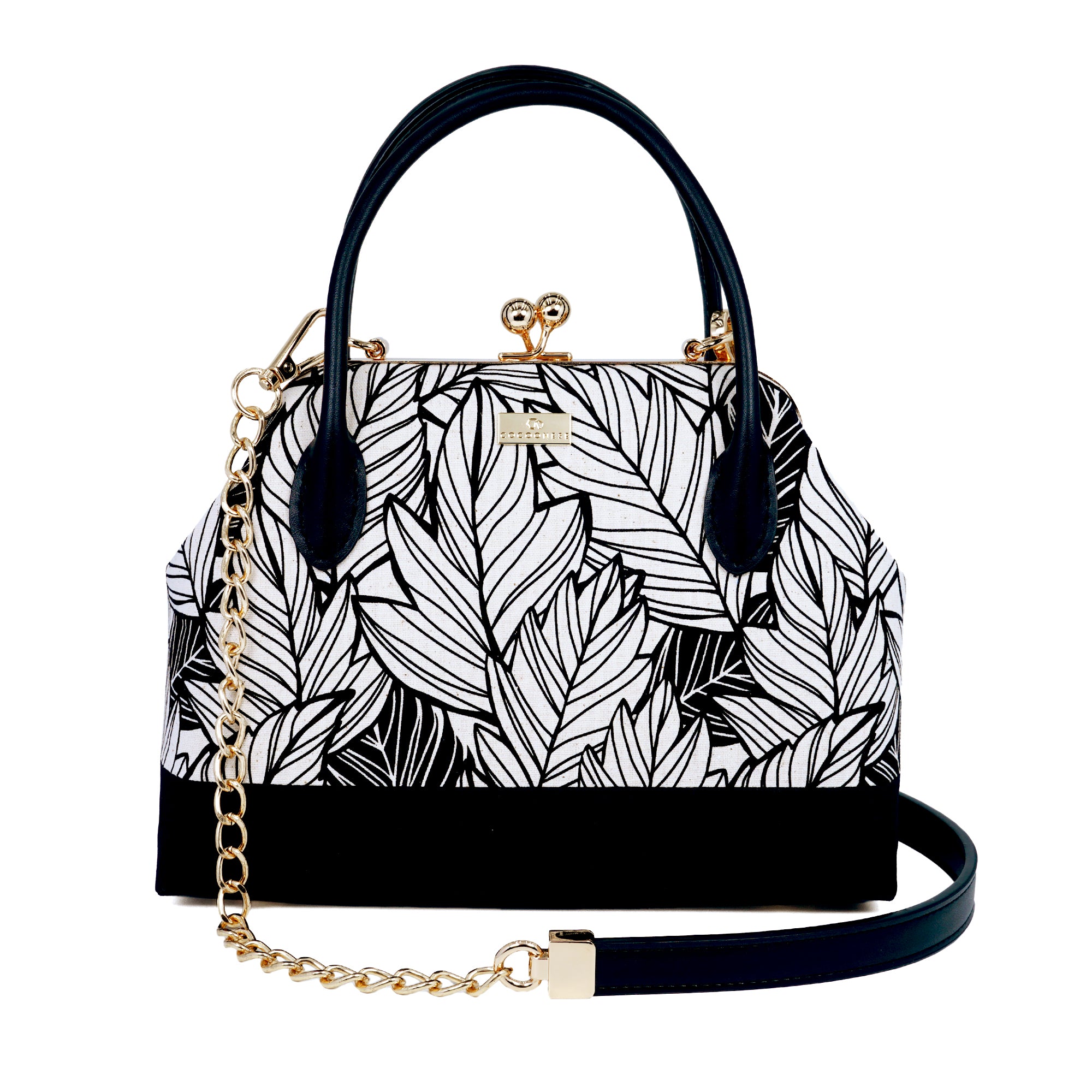 Leather Top-Handle Bag - Vein Ink(BK)