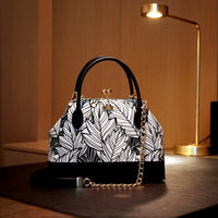 Leather Top-Handle Bag - Vein Ink(BK)