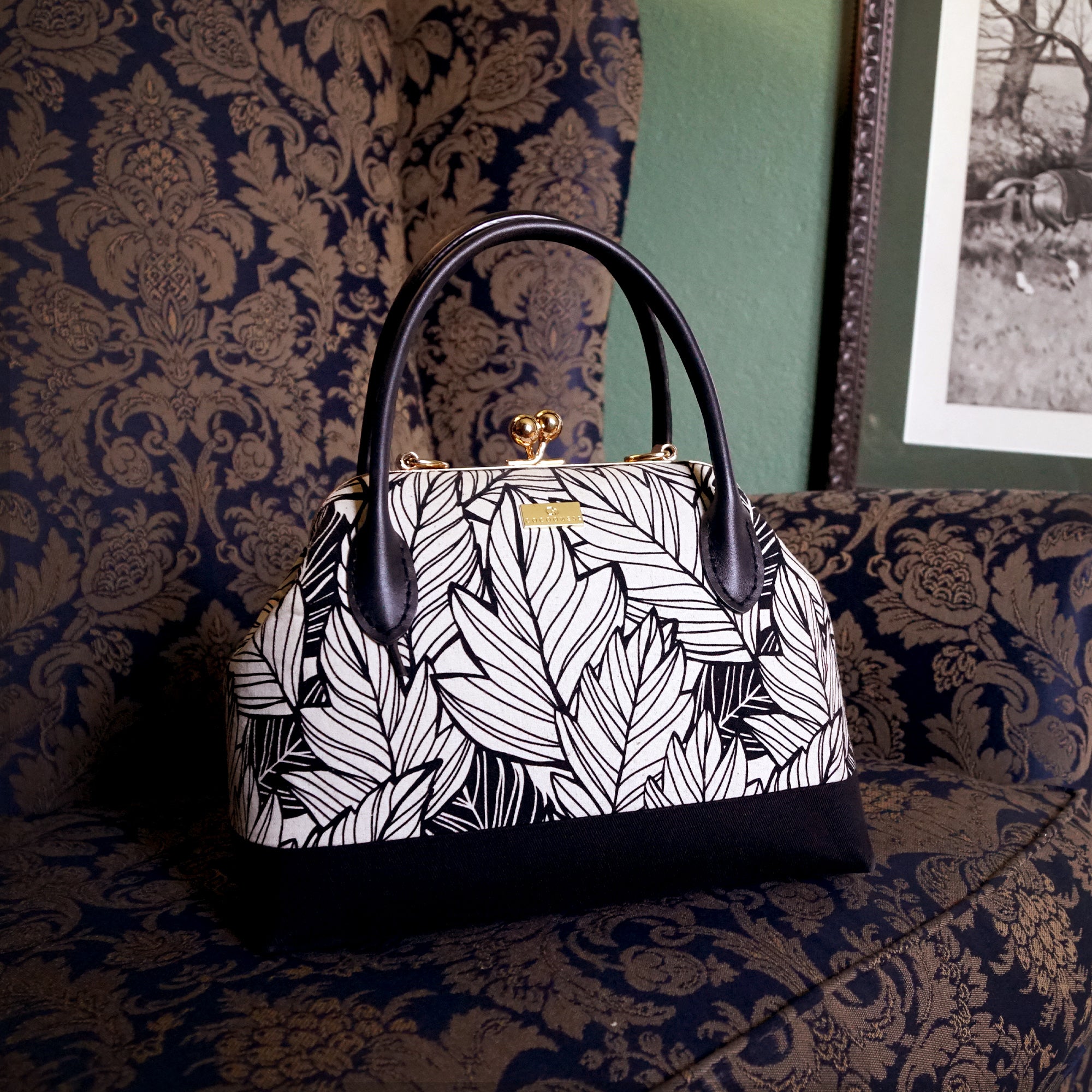 Leather Top-Handle Bag - Vein Ink(BK)