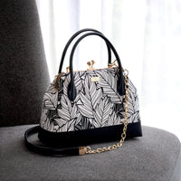 Leather Top-Handle Bag - Vein Ink(BK)