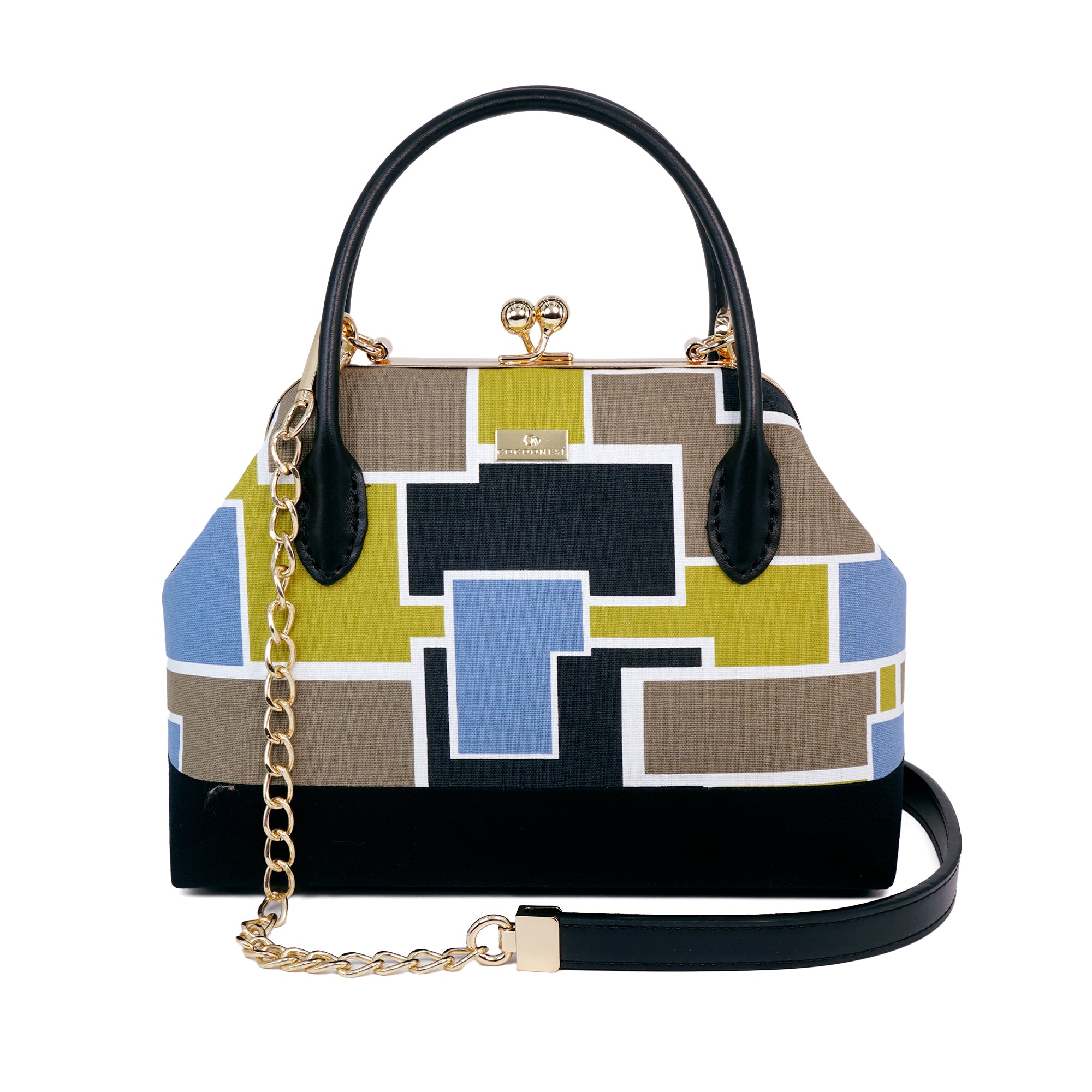 Leather Top-Handle Bag - Mondrian(GN)