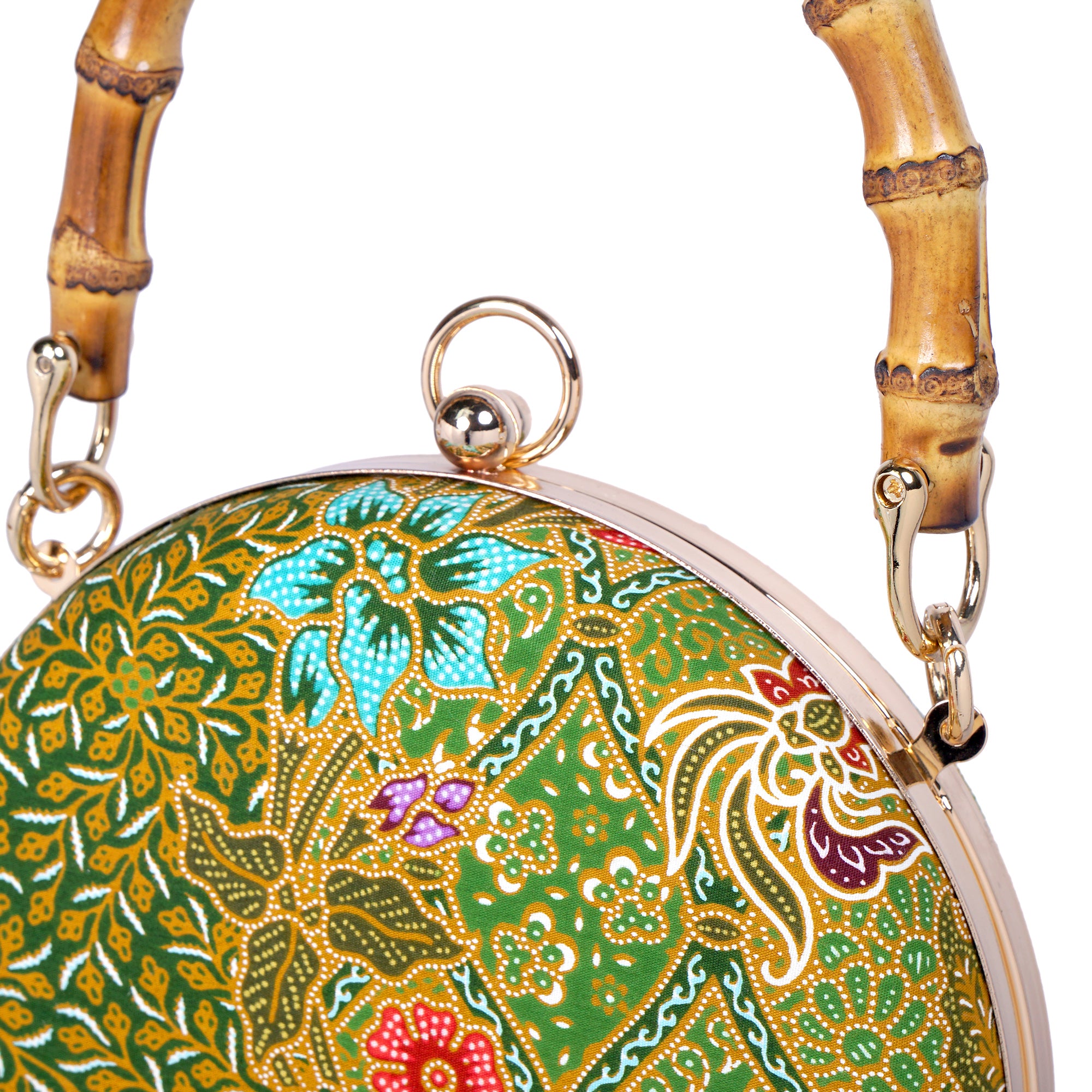 30% OFF - Round Hard Case Bamboo Handle Bag - Parterre(GN)