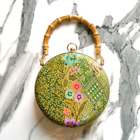 30% OFF - Round Hard Case Bamboo Handle Bag - Parterre(GN)