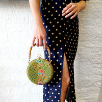 30% OFF - Round Hard Case Bamboo Handle Bag - Parterre(GN)