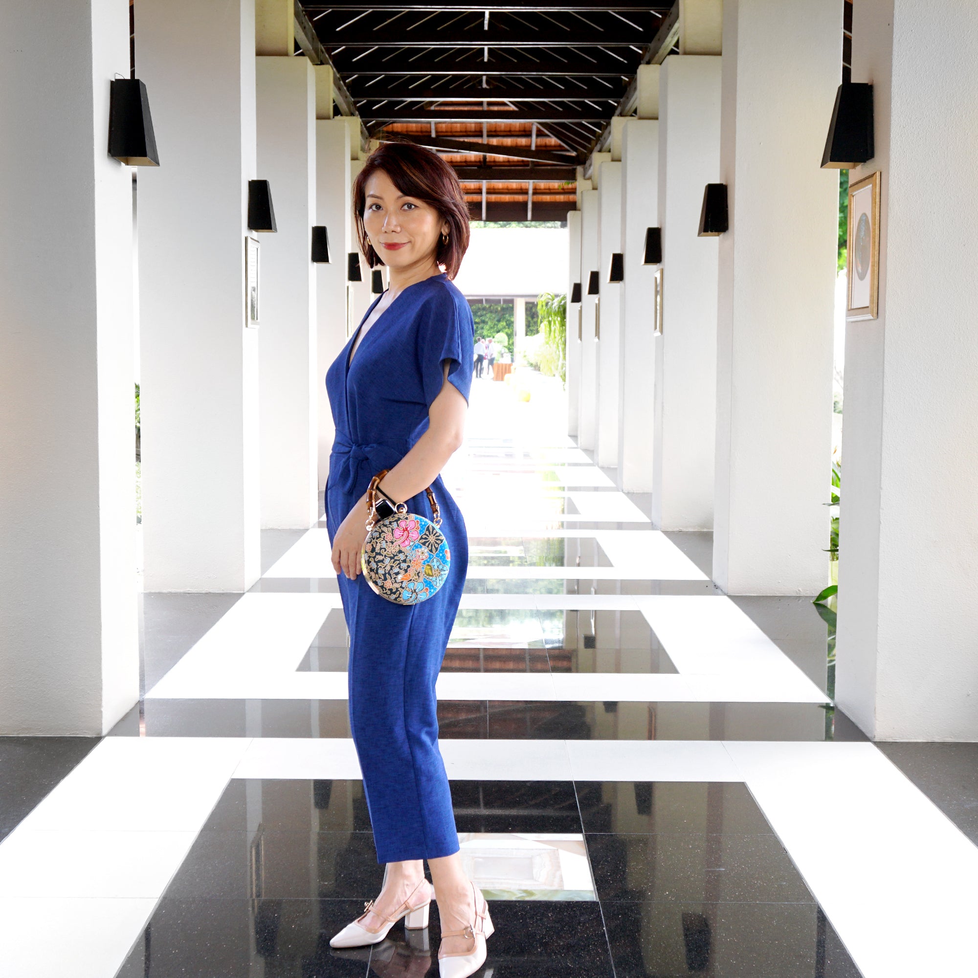 30% OFF - Round Hard Case Bamboo Handle Bag - Jlamprang(BL)