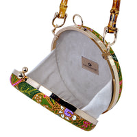 Round Hard Case Bamboo Handle Bag - Hibiscus