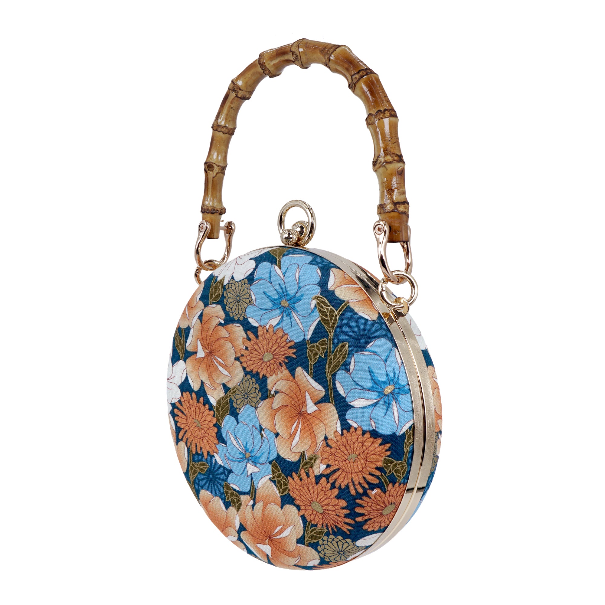 Round Hard Case Bamboo Handle Bag - Beverly