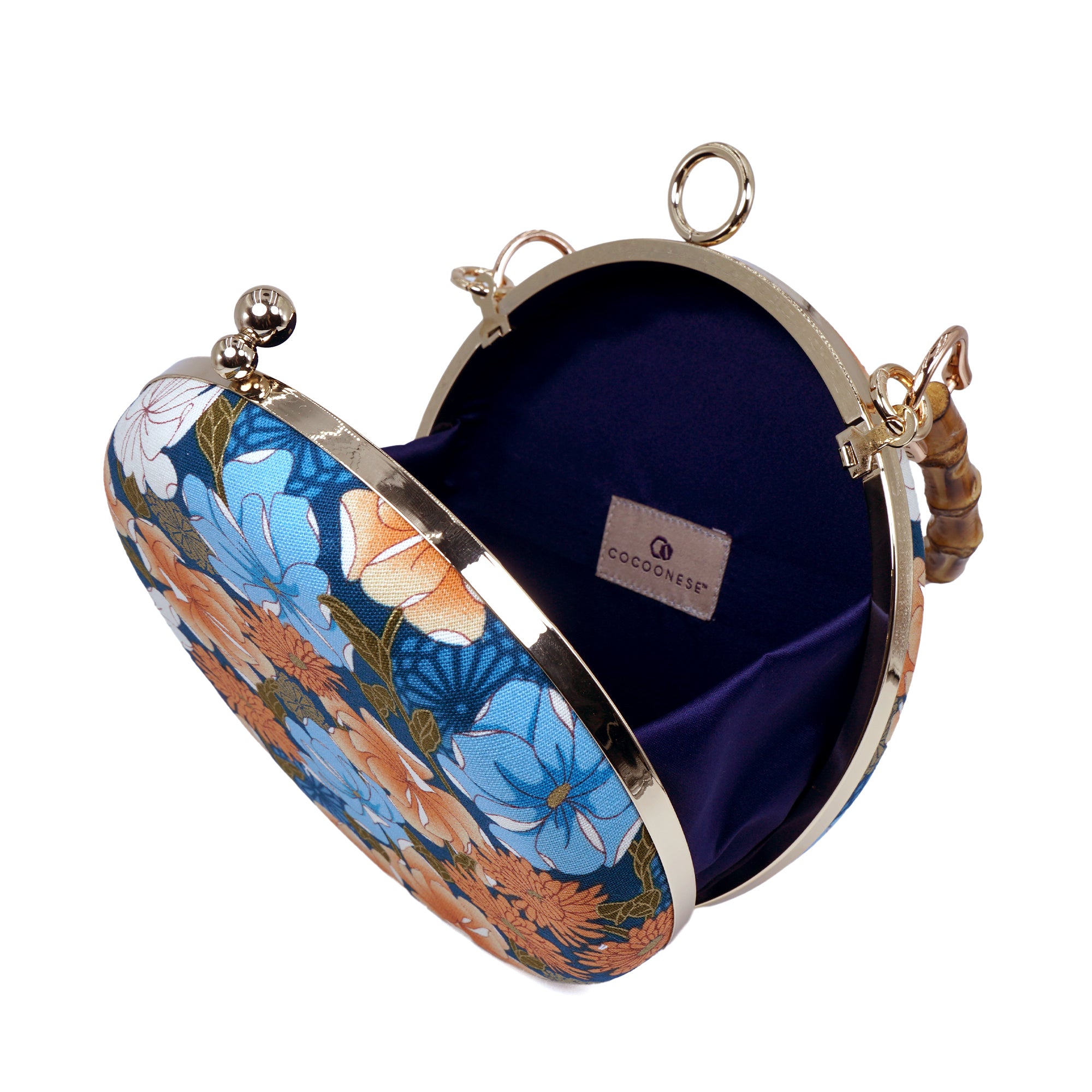 Round Hard Case Bamboo Handle Bag - Beverly