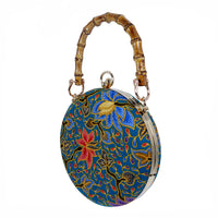 Round Hard Case Bamboo Handle Bag - Zumurud Lane
