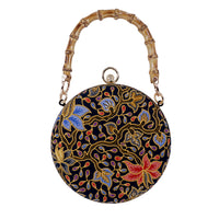 Round Hard Case Bamboo Handle Bag - Zumurud Lane