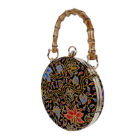 Round Hard Case Bamboo Handle Bag - Zumurud Lane