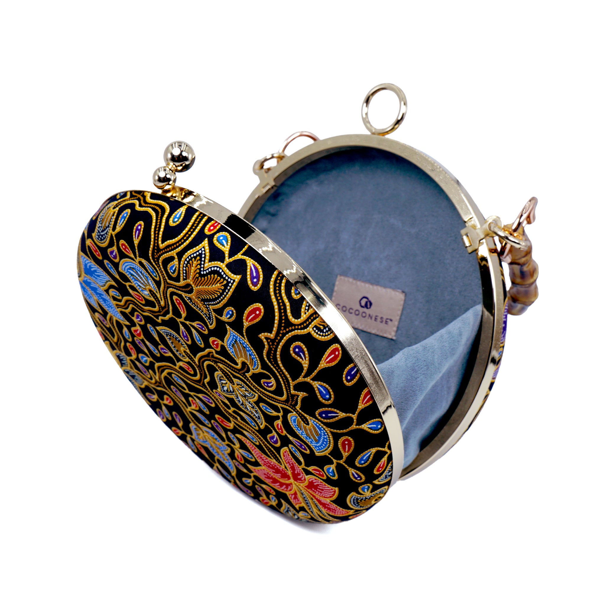 Round Hard Case Bamboo Handle Bag - Zumurud Lane