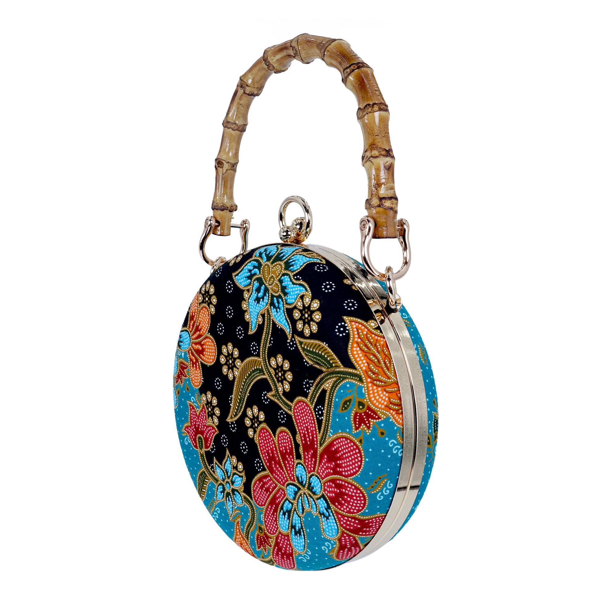 Round Hard Case Bamboo Handle Bag - Canva