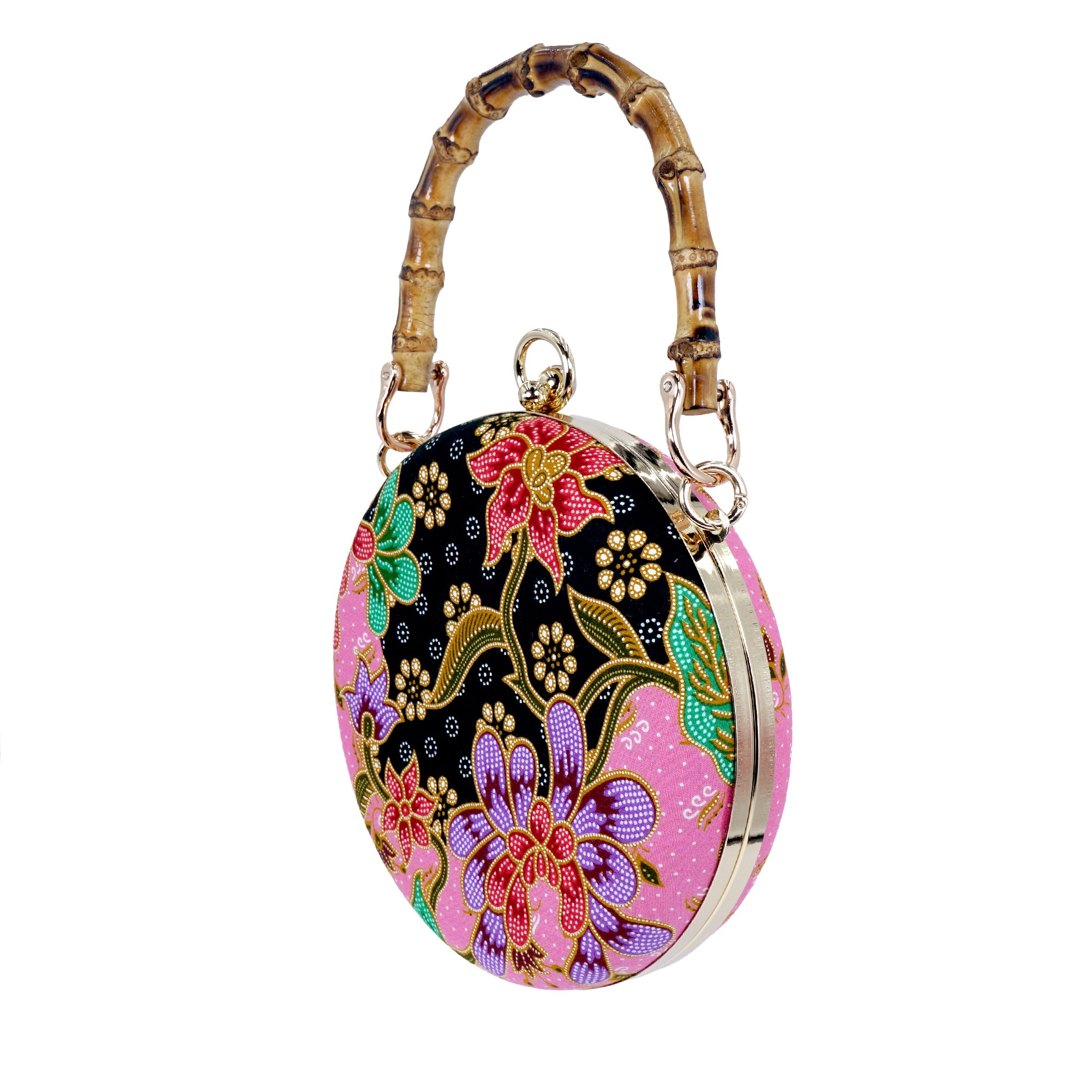 Round Hard Case Bamboo Handle Bag - Canva