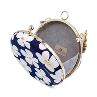 Round Hard Case Bamboo Handle Bag - White Rain Lily