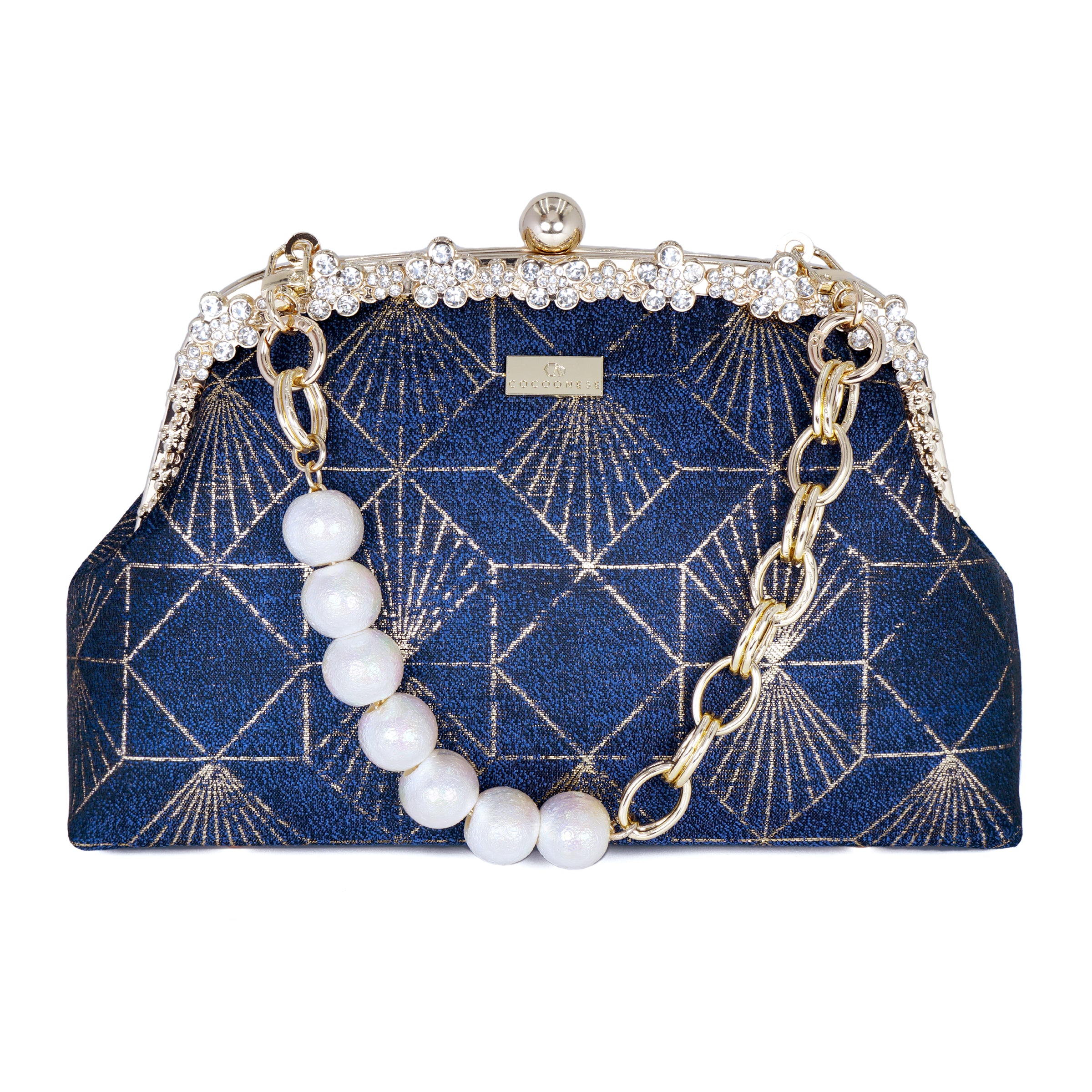 Rhinestone Frame Clutch Bag - Diamond