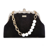 Rhinestone Frame Clutch Bag - Velvet