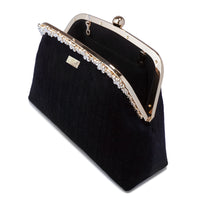 Rhinestone Frame Clutch Bag - Velvet