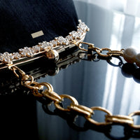 Rhinestone Frame Clutch Bag - Velvet