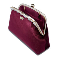 Rhinestone Frame Clutch Bag - Velvet