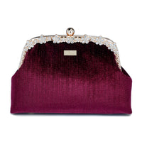 Rhinestone Frame Clutch Bag - Velvet