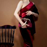 Rhinestone Frame Clutch Bag - Velvet