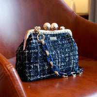 Acrylic Chain Tweed Shoulder Bag