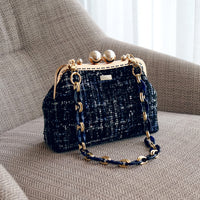 Acrylic Chain Tweed Shoulder Bag