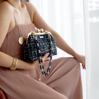 Acrylic Chain Tweed Shoulder Bag