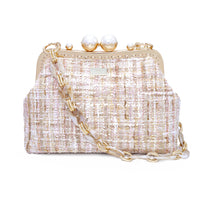 Acrylic Chain Tweed Shoulder Bag