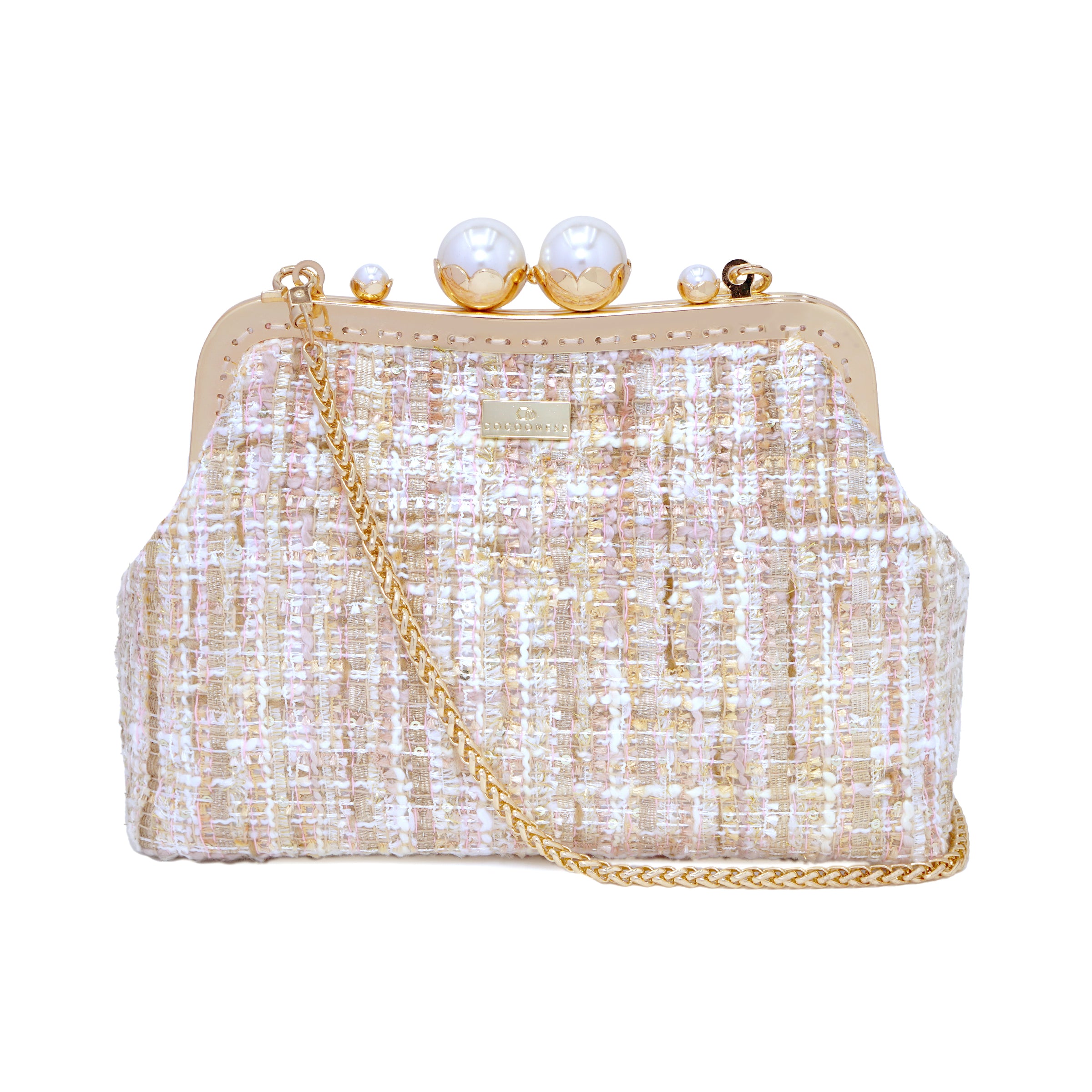 Acrylic Chain Tweed Shoulder Bag