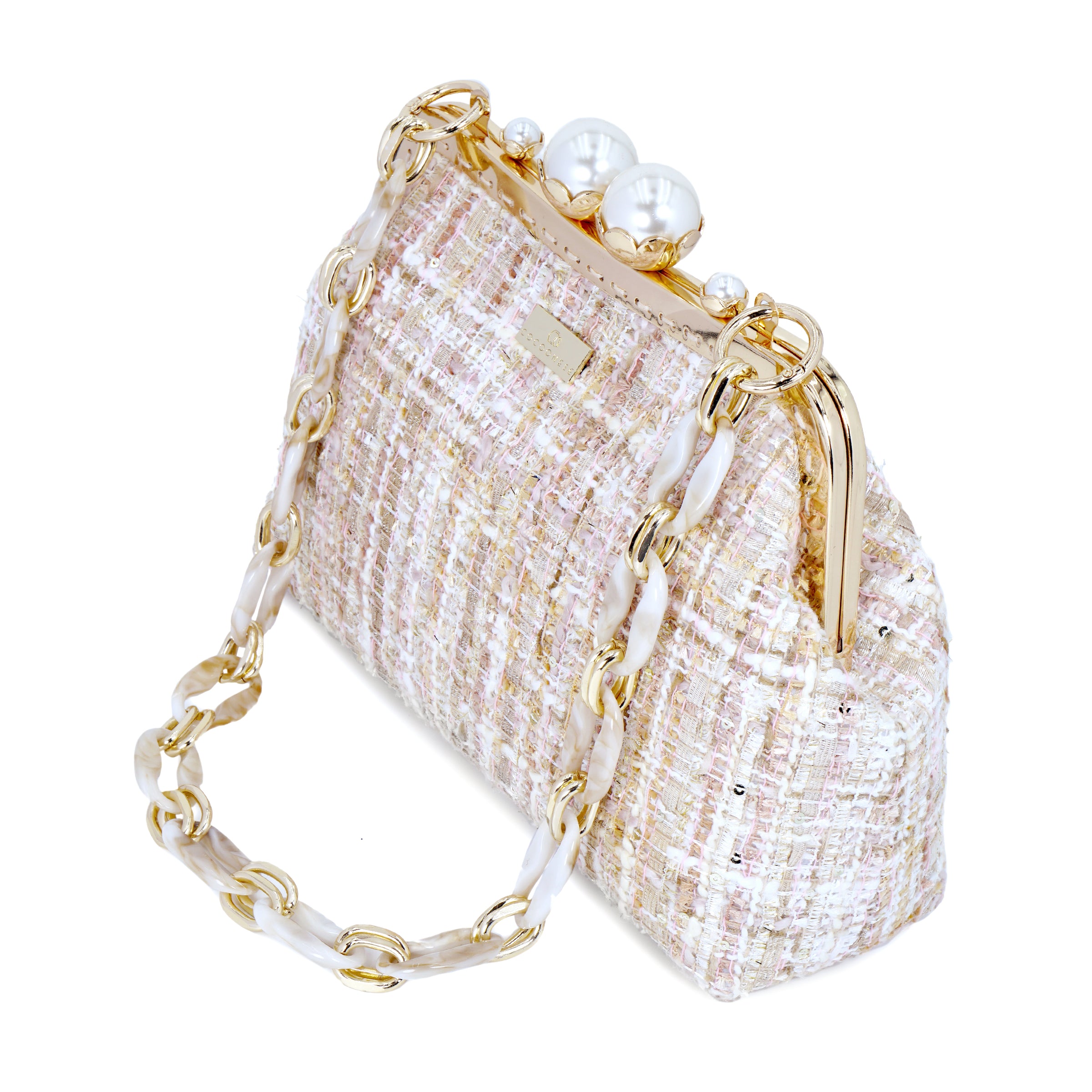 Acrylic Chain Tweed Shoulder Bag
