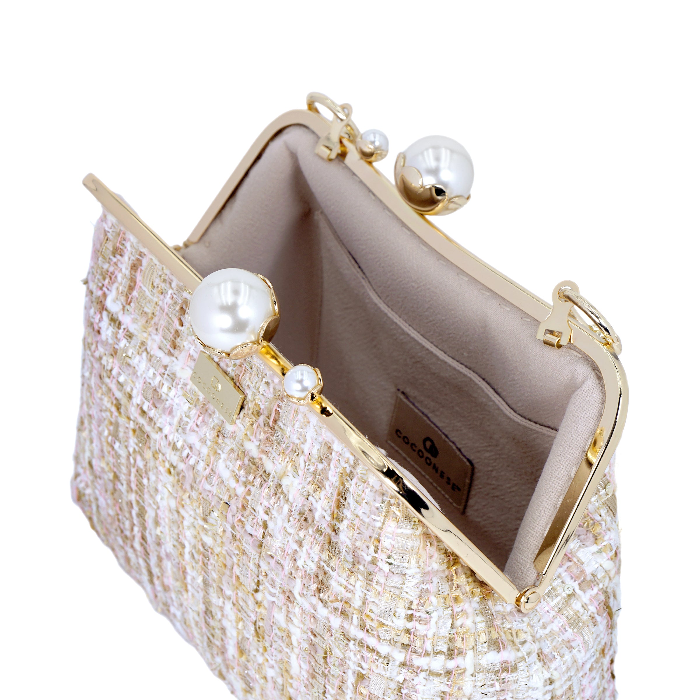 Acrylic Chain Tweed Shoulder Bag