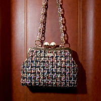 Acrylic Chain Tweed Shoulder Bag (Multi colors)